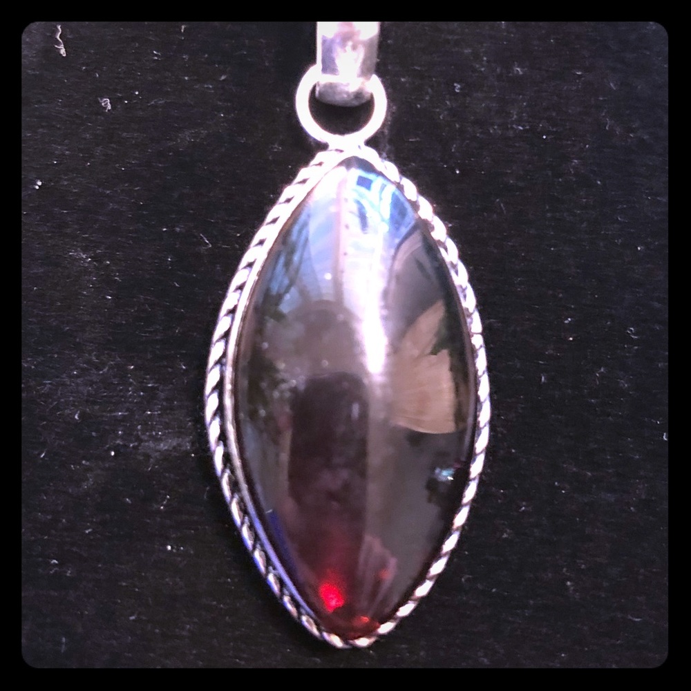 Amber with real silver pent